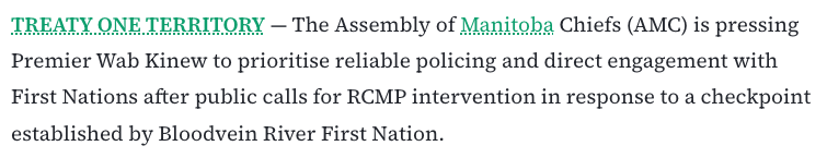 Opening of a We-News article attributed to Darnell Sinclair, with the dateline TREATY ONE TERRITORY